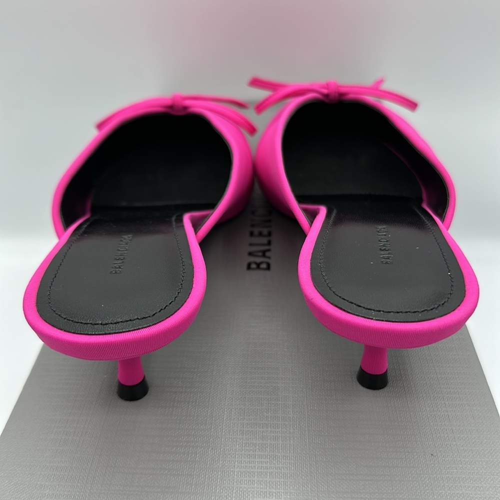 Balenciaga Knife Kitten Heel Bow Mule Pink Size 37 EU / 7 US NIB - Picture 4 of 15
